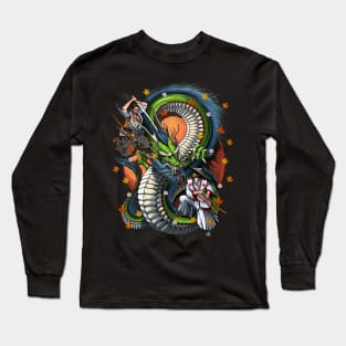 Japanese Dragon Samurai Battle Long Sleeve T-Shirt